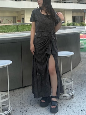 「EVRIS（エヴリス）のアイテム（ワンピース/ドレス）」を使った、黒石夏帆さん（レディース・155cm）の夏コーディネート