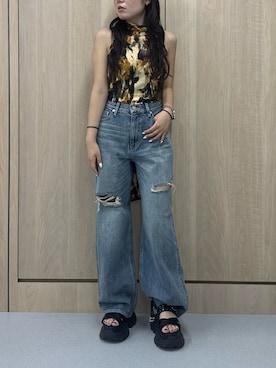 黒石夏帆さん(レディース・155cm)の夏コーディネート
