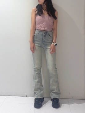 「EVRIS（エヴリス）のアイテム（パンツ）」を使った、黒石夏帆さん（レディース・155cm）の夏コーディネート