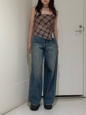 「ベアトップ」｜黒石夏帆さん（レディース・155cm）の夏コーディネート