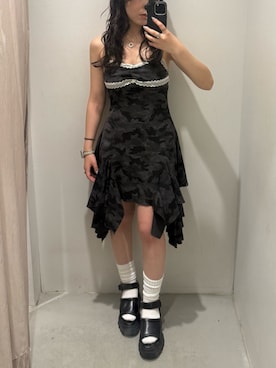 「夏ワンピース」｜黒石夏帆さん（レディース・155cm）の夏コーディネート