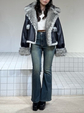 「EVRIS（エヴリス）のアイテム」を使った、黒石夏帆さん（レディース・155cm）の冬コーディネート