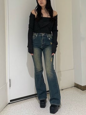 「アイテム（ブーツ）」を使った、黒石夏帆さん（レディース・155cm）の夏コーディネート