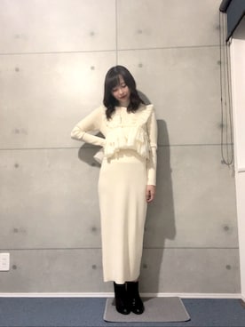 「オフホワイト」｜「アイテム（ブーツ）」を使った、paramecium18さん（レディース・156cm）の冬コーディネート