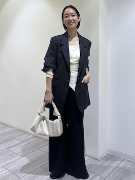 「ADAM ET ROPE'（アダムエロペ）のヘンリーネックカットオフウールプルオーバー（Tシャツ/カットソー）」を使った、ANNAさん（レディース・156cm）の秋コーディネート