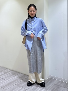 「ADAM ET ROPE'（アダムエロペ）のオックスボタンダウンシャツ（シャツ/ブラウス）」を使った、ANNAさん（レディース・156cm）の冬コーディネート