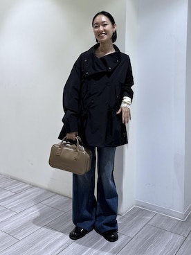 「ADAM ET ROPE'（アダムエロペ）のヘンリーネックカットオフウールプルオーバー（Tシャツ/カットソー）」を使った、ANNAさん（レディース・156cm）の秋コーディネート
