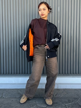 「長袖Tシャツ」｜「アイテム（ジャケット/アウター）」を使った、MSさん（レディース・156cm）の秋コーディネート