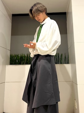 「Ellno Loset（エルノロゼット）のアイテム（スカート）」を使った、ソラさん（メンズ・170cm）の冬コーディネート