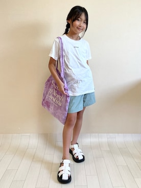 「みんなの白Tフェス」｜erieriさん（キッズ・132cm）の夏コーディネート