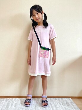 「アイテム（ワンピース、ピンク系）」を使った、erieriさん（キッズ・132cm）の夏コーディネート