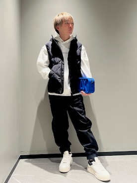 「ARMANI EXCHANGE（アルマーニエクスチェンジ）のアイテム（ダウンベスト）」を使った、Fuga©️さん（メンズ・165cm）の秋コーディネート