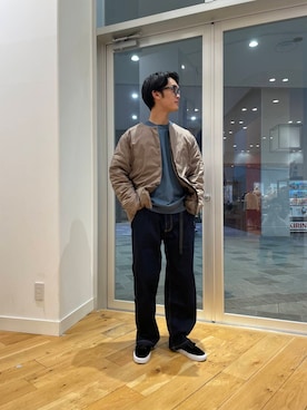 「NANGA（ナンガ）の『別注』NANGA×DOORS　INNER DOWN JACKET（ダウンジャケット/コート、ブラウン系）」を使った、大樹さん（メンズ・170cm）の冬コーディネート