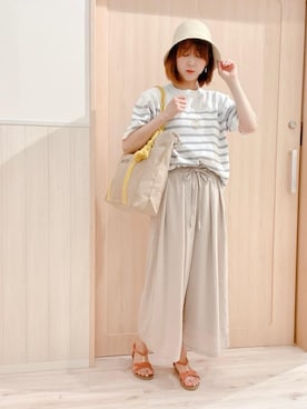 「アイテム（折りたたみ傘）」を使った、モカさん（レディース・162cm）の春コーディネート