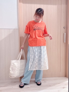 「アイテム（トートバッグ）」を使った、モカさん（レディース・162cm）の夏コーディネート