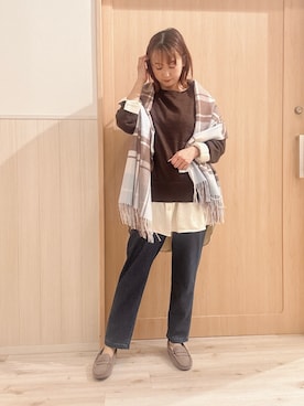 「アイテム（チュニック）」を使った、モカさん（レディース・162cm）の秋コーディネート