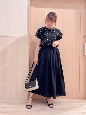 「SHOO・LA・RUE（シューラルー）の【軽量】ふわっと軽いフラップショルダーバッグ（ショルダーバッグ）」を使った、モカさん（レディース・162cm）の夏コーディネート