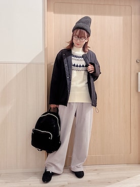 「アイテム（バックパック/リュック）」を使った、モカさん（レディース・162cm）の冬コーディネート