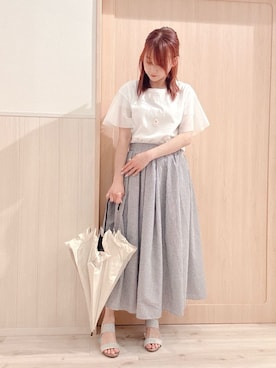 「アイテム（長傘）」を使った、モカさん（レディース・162cm）の春コーディネート