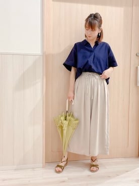 「アイテム（長傘）」を使った、モカさん（レディース・162cm）の春コーディネート