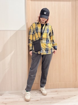 「SHOO・LA・RUE（シューラルー）のアニマル刺繍キャップ（キャップ）」を使った、モカさん（レディース・162cm）の秋コーディネート