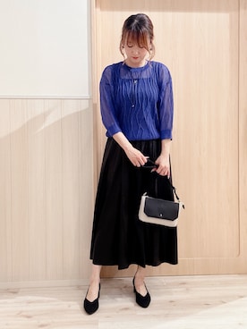 「SHOO・LA・RUE（シューラルー）の【軽量】ふわっと軽いフラップショルダーバッグ（ショルダーバッグ）」を使った、モカさん（レディース・162cm）の夏コーディネート