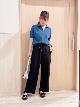 「SHOO・LA・RUE（シューラルー）の【軽量】ふわっと軽いフラップショルダーバッグ（ショルダーバッグ）」を使った、モカさん（レディース・162cm）の夏コーディネート