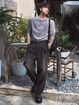 「NOWLE（ノウル）のアイテム」を使った、NOWLEさん（メンズ・172cm）の春コーディネート