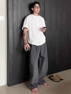 「NOWLE（ノウル）のアイテム」を使った、NOWLEさん（メンズ・175cm）の夏コーディネート