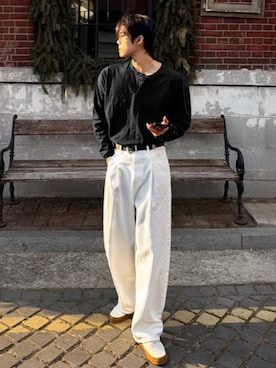 「NOWLE（ノウル）のアイテム」を使った、NOWLEさん（メンズ・173cm）の春コーディネート