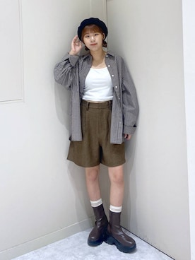 「アイテム（ハンチング/ベレー帽）」を使った、ゆあんさん（レディース・153cm・10代）の秋コーディネート