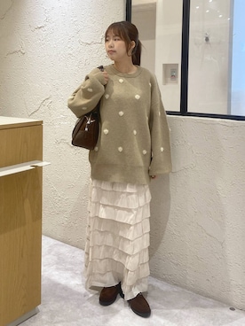 「アイテム（ボストンバッグ、ブラウン系）」を使った、ゆあんさん（レディース・153cm）の冬コーディネート