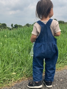 「西松屋（ニシマツヤ）のアイテム（オールインワン・サロペット）」を使った、rico0207さん（キッズ・80cm）の夏コーディネート