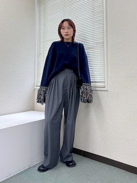 「骨格ストレート」｜「KBF（ケイビーエフ）のアイテム（ニット/セーター）」を使った、蝶ちゃんさん（レディース・158cm）の秋コーディネート