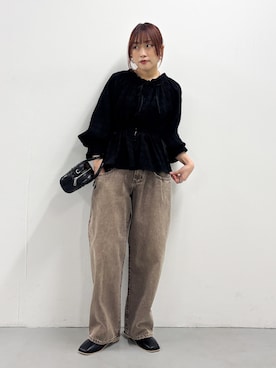 「ブラウスコーデ」｜「アイテム（バレエシューズ）」を使った、蝶ちゃんさん（レディース・158cm）の冬コーディネート