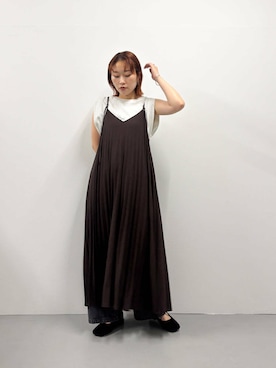 「プリーツ」｜「アイテム（ワンピース/ドレス）」を使った、NANOKAさん（レディース・158cm）の夏コーディネート