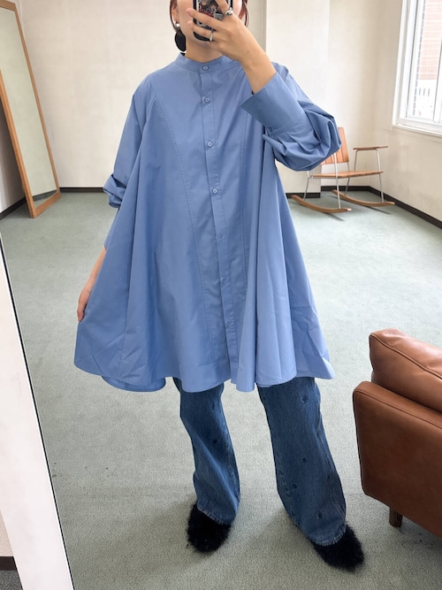 WIDEフレアミニシャツワンピース