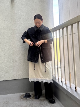 「KBF（ケイビーエフ）の2WAYカラーデニムカバーオール（カバーオール、ブラック系）」を使った、蝶ちゃんさん（レディース・158cm）の夏コーディネート