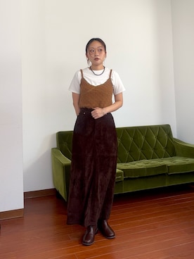 「KBF（ケイビーエフ）のBASICクロップドTEE（Tシャツ/カットソー、ホワイト系）」を使った、蝶ちゃんさん（レディース・158cm）の夏コーディネート