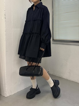 「アイテム（シュシュ）」を使った、蝶ちゃんさん（レディース・158cm）の秋コーディネート