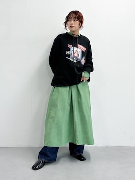 「158cm」｜「アイテム（スウェット）」を使った、蝶ちゃんさん（レディース・158cm）の秋コーディネート