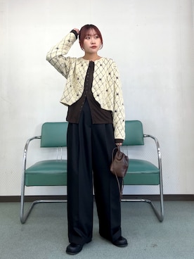 「骨格ストレート」｜「KBF（ケイビーエフ）のアイテム（ニット/セーター）」を使った、蝶ちゃんさん（レディース・158cm）の秋コーディネート