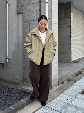 「KBF（ケイビーエフ）のピーチスキンオーバルパンツ（その他パンツ、ブラウン系）」を使った、蝶ちゃんさん（レディース・158cm）の夏コーディネート