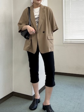 「SENSE OF PLACE by URBAN RESEARCH（センスオブプレイスバイアーバンリサーチ）の『一部WEB限定カラー』『UR TECH DRYLUXE』リネンライクジャケット（Other outerwear、ベージュ系）」を使った、蝶ちゃんさん（レディース・158cm）の夏コーディネート