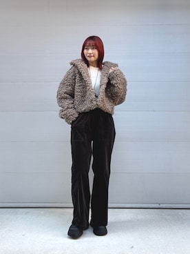 「KBF（ケイビーエフ）のフォルムボアジャケット（その他アウター）」を使った、蝶ちゃんさん（レディース・158cm・20代）の秋コーディネート