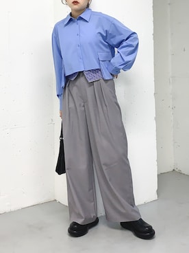 「ショート丈トップス」｜「アイテム（その他シューズ）」を使った、NANOKAさん（レディース・158cm）の冬コーディネート