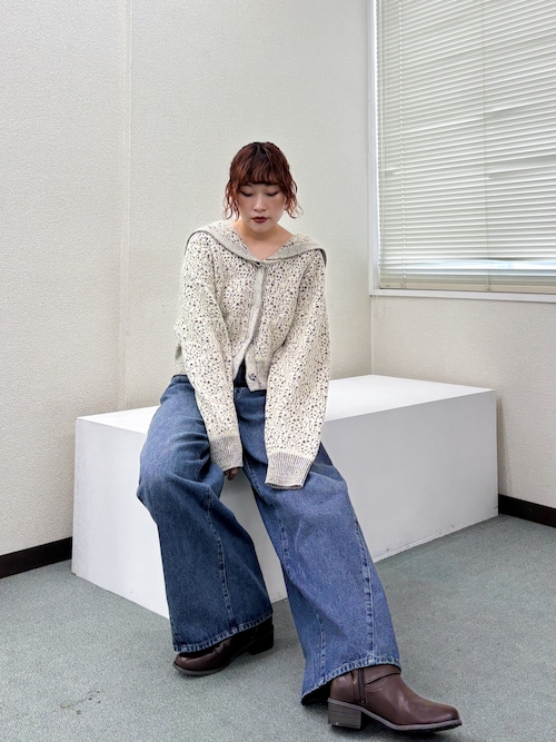 AD2010 archive ファーラインカーディガン ニット セーター 編柄ニットカーディガン