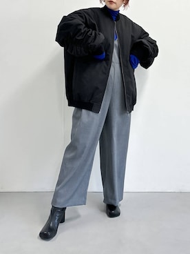 「アイテム（MA-1）」を使った、蝶ちゃんさん（レディース・158cm）の秋コーディネート
