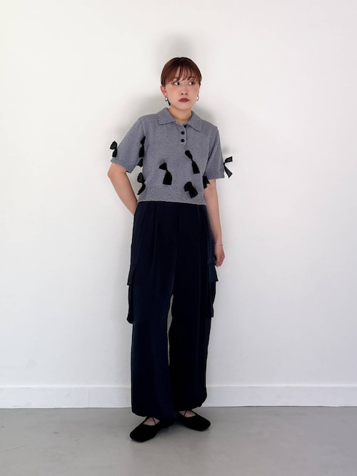 ニット セーター 「WEB限定」シャツカラーリボンニット レディース KBF ニット セーター 「WEB限定」シャツカラーリボンニット