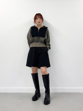 「骨格ストレート」｜「KBF（ケイビーエフ）のアイテム（ニット/セーター）」を使った、蝶ちゃんさん（レディース・158cm）の秋コーディネート